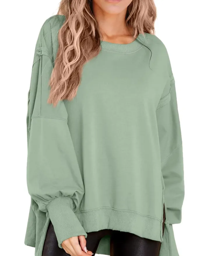 Crew Neck Long Sleeve Pullover Top