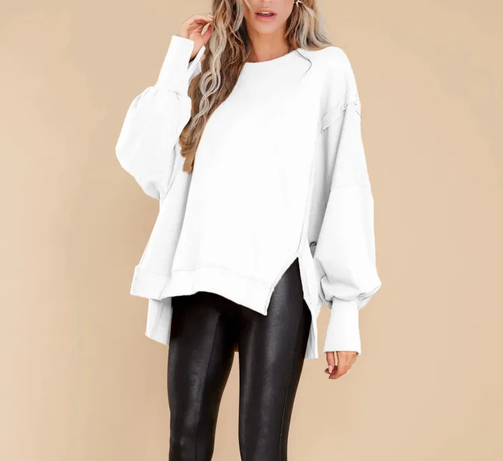 Crew Neck Long Sleeve Pullover Top