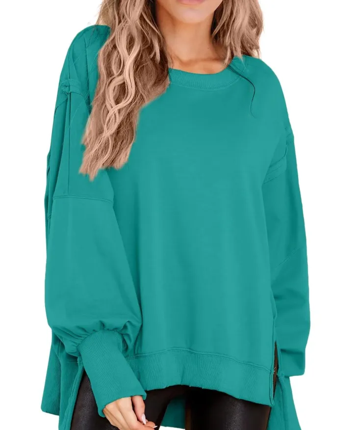 Crew Neck Long Sleeve Pullover Top