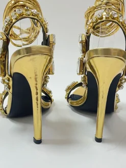 Crisscross Rhinestone Strap High Heel Sandal