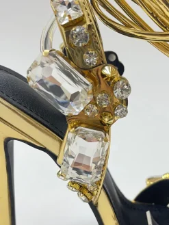 Crisscross Rhinestone Strap High Heel Sandal