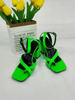 Crisscross Square Chunky Open Toe Heel