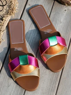 Cross Strap Flat Slides