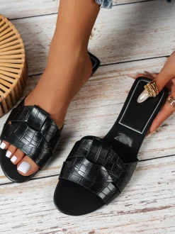 Cross Strap Flat Slides