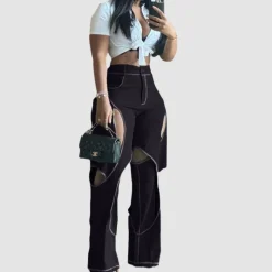 Crossover Design Ripped Jeans