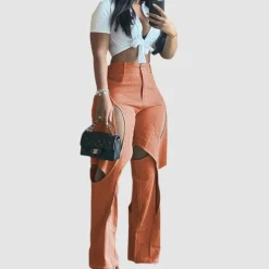 Crossover Design Ripped Jeans