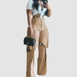 Crossover Design Ripped Jeans