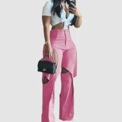 Crossover Design Ripped Jeans