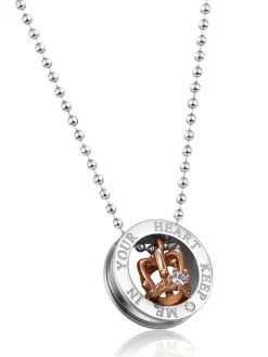 Crown Pendant Rhinestone Couple Necklaces