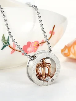 Crown Pendant Rhinestone Couple Necklaces