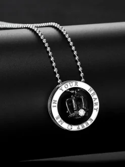 Crown Pendant Rhinestone Couple Necklaces