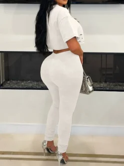 Cut-Out Stud Pin T-Shirt Pant Set