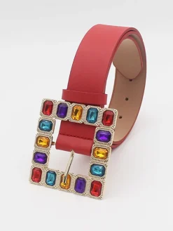 Decorative Buckle Colored Diamonds Waist Belts