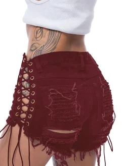 Denim High Waist Distressed Cut Off Denim Jeans Shorts Pants