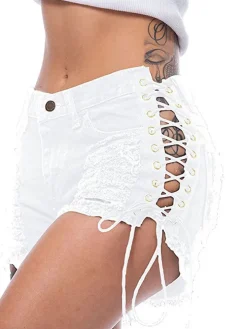 Denim High Waist Distressed Cut Off Denim Jeans Shorts Pants