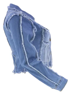 Denim Long Sleeves Button Ripped Jacket