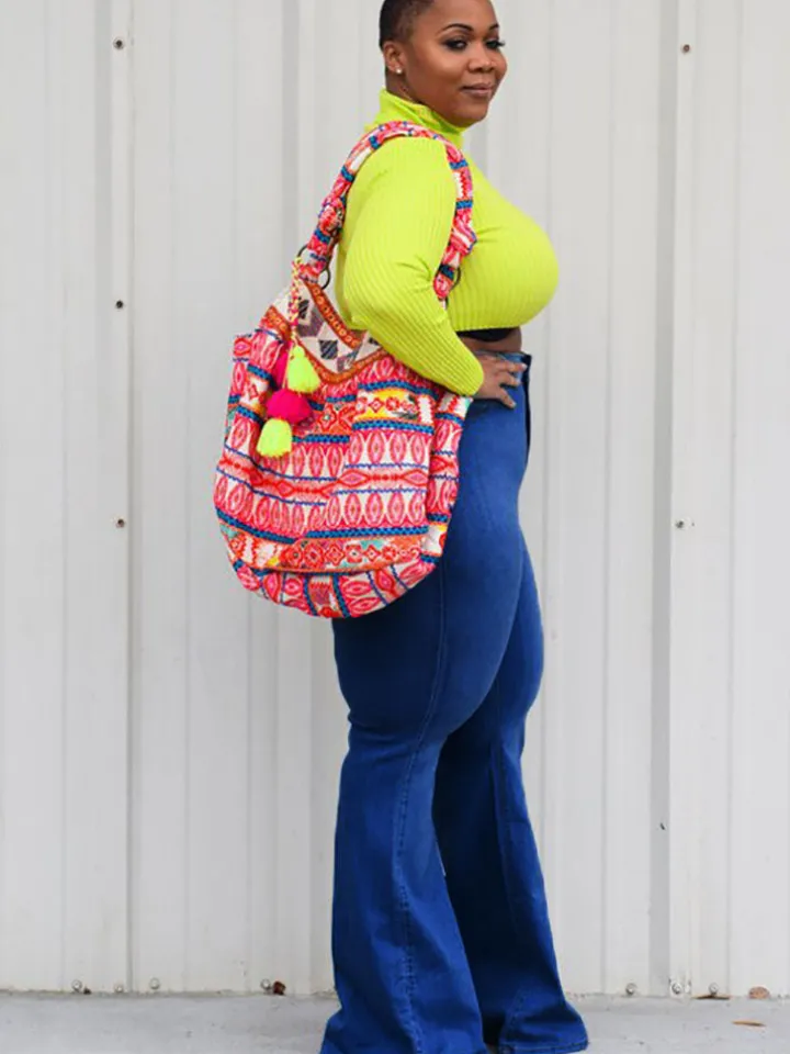 Denim Plus Size High Waist Flare Pants