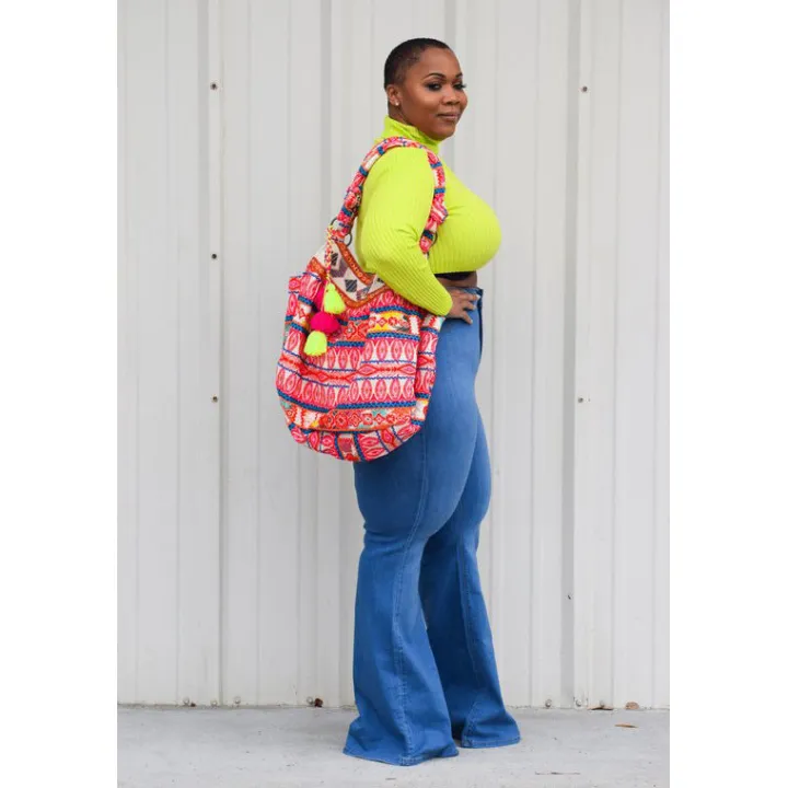 Denim Plus Size High Waist Flare Pants