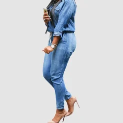 Denim Shirts Tie-up Jumpsuit