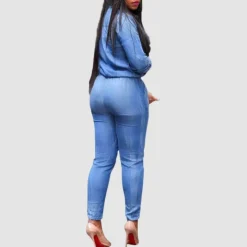 Denim Shirts Tie-up Jumpsuit