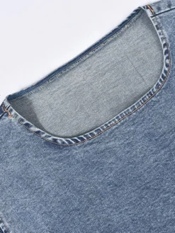 Denim Sleeveless Crop Top Mini Skirts