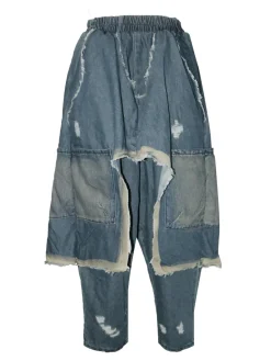 Distressed Denim Harem Pants