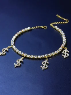 Dollar Sign Rhinestone Anklet