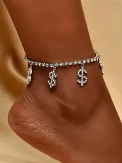 Dollar Sign Rhinestone Anklet