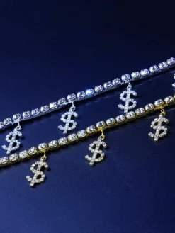 Dollar Sign Rhinestone Anklet