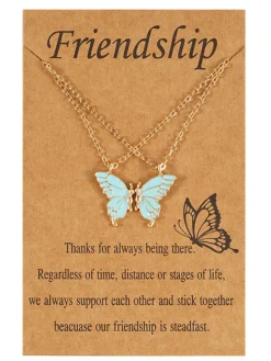 Double Layer Butterfly Pendant Chain Necklaces