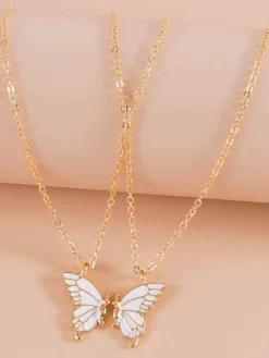 Double Layer Butterfly Pendant Chain Necklaces