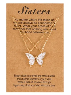 Double Layer Butterfly Pendant Chain Necklaces