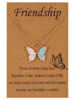 Double Layer Butterfly Pendant Chain Necklaces