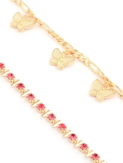 Double Layer Butterfly Pendant Tassel Anklets