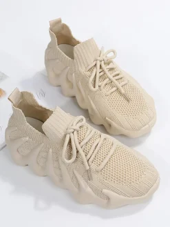Elastic Lace-up Knit Breathable Sneaker