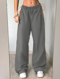Elastic Waist Cargo Wide Leg Pants