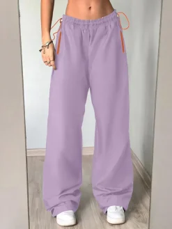 Elastic Waist Cargo Wide Leg Pants