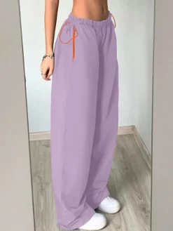 Elastic Waist Cargo Wide Leg Pants