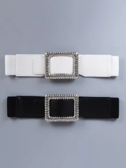 Elegant Rhinestone Leather Waist Belts