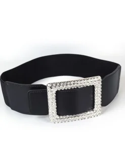 Elegant Rhinestone Leather Waist Belts