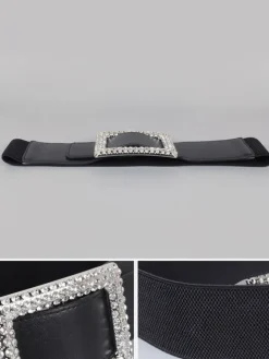 Elegant Rhinestone Leather Waist Belts