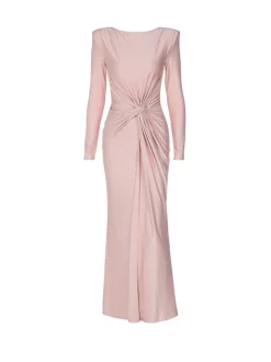 Elegant Waist Twist Ruched Evening Maxi Dress