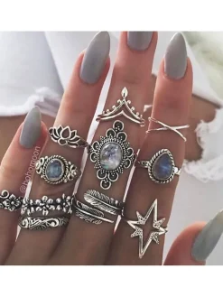 Eleven Piece European Imitation Gem Rings Set