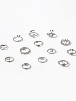 Eleven Piece Pearl Rhinestone Rings Set