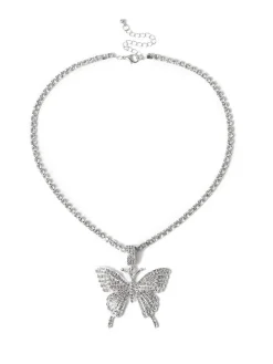 European Butterfly Pendant Rhinestone Necklaces