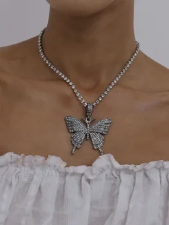 European Butterfly Pendant Rhinestone Necklaces
