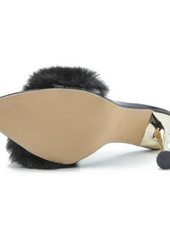 Faux Rabbit Fur Stiletto High Heel Sandals