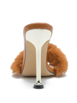 Faux Rabbit Fur Stiletto High Heel Sandals