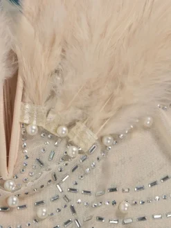 Feather Rhinestone Strapless Mini Dress