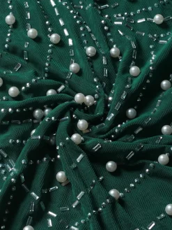 Feather Rhinestone Strapless Mini Dress